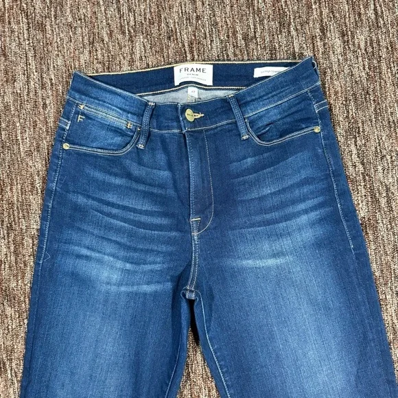 NWOT Frame Denim Le High Skinny Stagger Raw Hem Jeans Cropped Medium Wash 27 - Picture 4 of 10